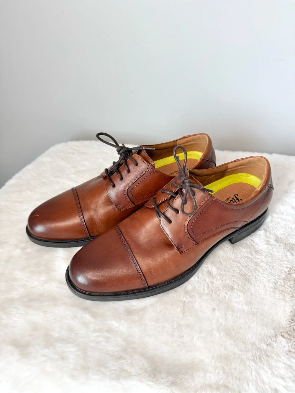 Men's Florsheim Midtown Cognac Brown Leather Cap-Toe Oxford Dress Shoes